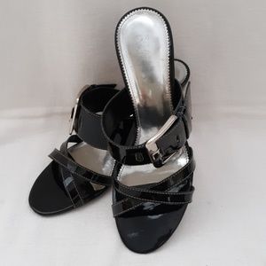 FRANCO SARTO BLACK SLIP ON HEELS